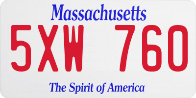 MA license plate 5XW760