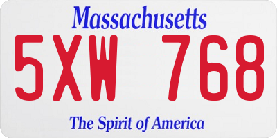 MA license plate 5XW768