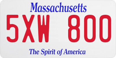 MA license plate 5XW800