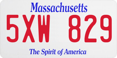 MA license plate 5XW829