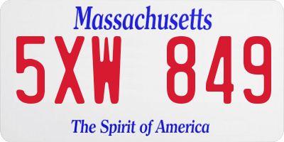 MA license plate 5XW849
