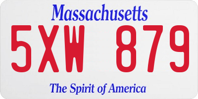MA license plate 5XW879