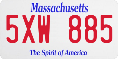 MA license plate 5XW885