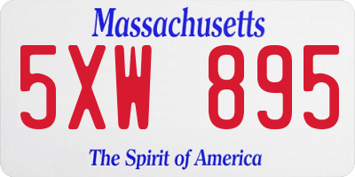 MA license plate 5XW895