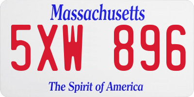 MA license plate 5XW896