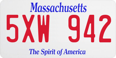 MA license plate 5XW942