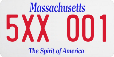 MA license plate 5XX001