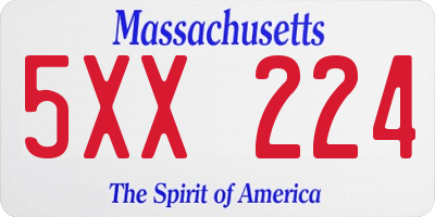 MA license plate 5XX224
