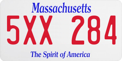 MA license plate 5XX284