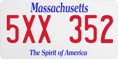 MA license plate 5XX352