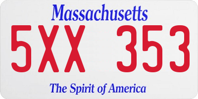 MA license plate 5XX353