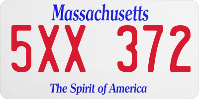 MA license plate 5XX372