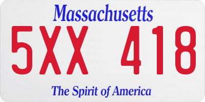 MA license plate 5XX418