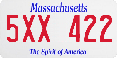 MA license plate 5XX422