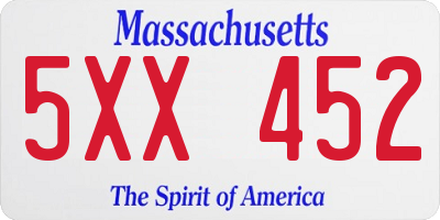 MA license plate 5XX452