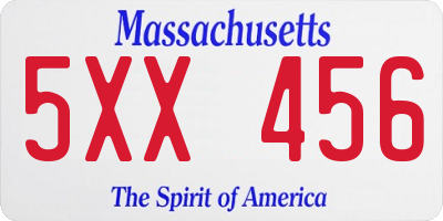 MA license plate 5XX456