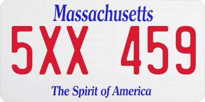 MA license plate 5XX459