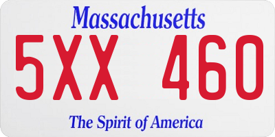 MA license plate 5XX460