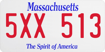 MA license plate 5XX513