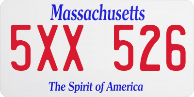 MA license plate 5XX526