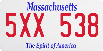 MA license plate 5XX538