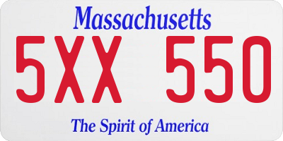 MA license plate 5XX550