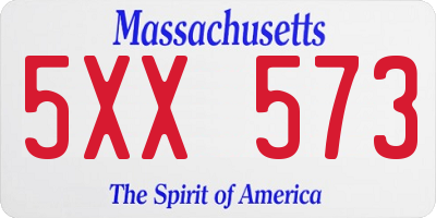 MA license plate 5XX573