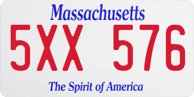 MA license plate 5XX576