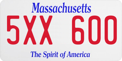MA license plate 5XX600