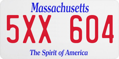MA license plate 5XX604