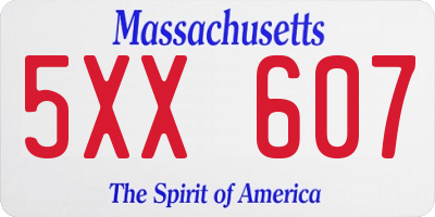 MA license plate 5XX607