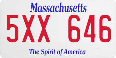 MA license plate 5XX646