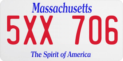 MA license plate 5XX706