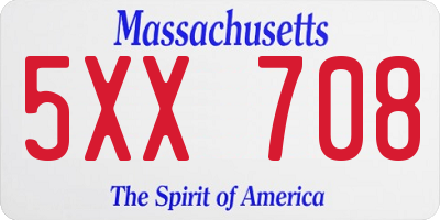MA license plate 5XX708