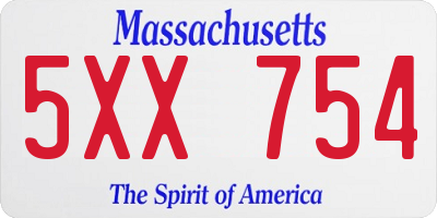 MA license plate 5XX754