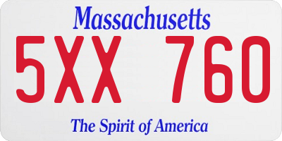 MA license plate 5XX760