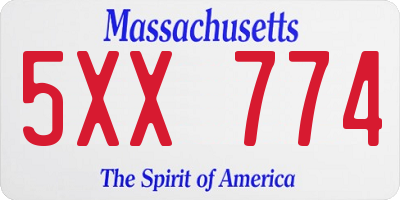 MA license plate 5XX774