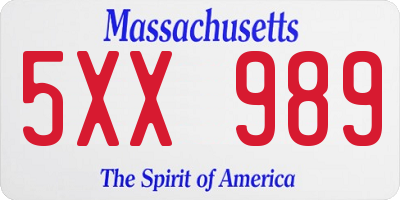 MA license plate 5XX989
