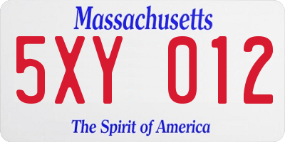 MA license plate 5XY012