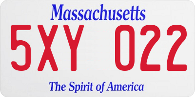 MA license plate 5XY022
