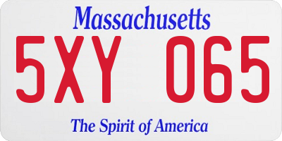 MA license plate 5XY065