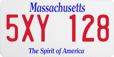 MA license plate 5XY128
