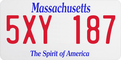 MA license plate 5XY187