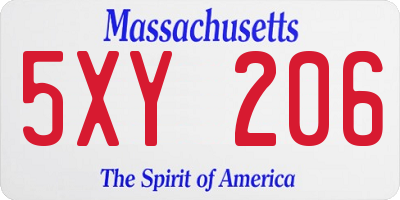 MA license plate 5XY206