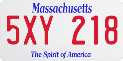MA license plate 5XY218