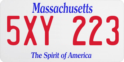 MA license plate 5XY223