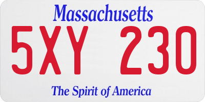 MA license plate 5XY230