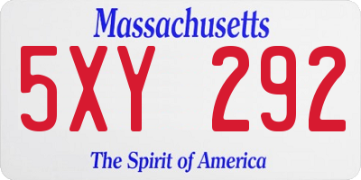 MA license plate 5XY292