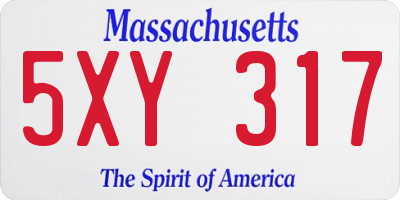 MA license plate 5XY317