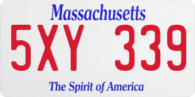 MA license plate 5XY339